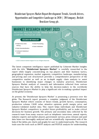 Disinfectant Sprayers Market Report 2023