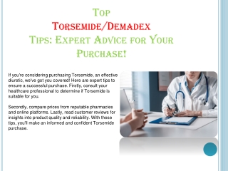 Top Torsemide Tips: Expert Advice for Your Purchase!