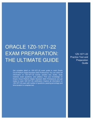 Oracle 1Z0-1071-22 Exam Preparation: The Ultimate Guide