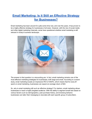 Email Marketing: Is it Still an Effective Strategy for Businesses?
