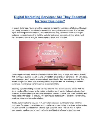 Digital Marketing Services: Are They Essential for Your Business?