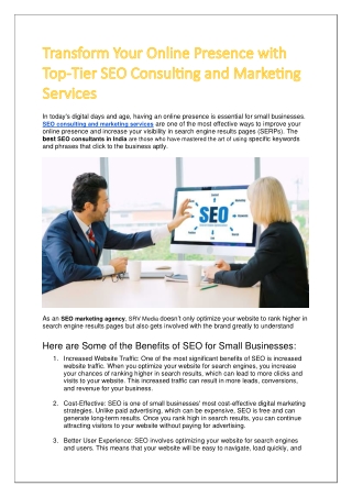 Transform Your Online Presence with Top-Tier SEO Consulting & Marketing Service