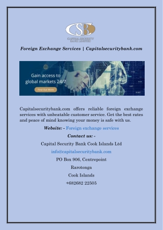 Foreign Exchange Services  Capitalsecuritybank.com