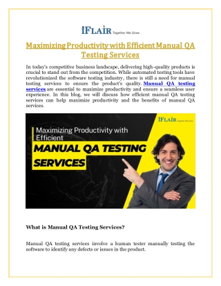 Maximizing Productivity with Efficient Manual QA Testing Services