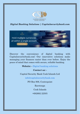 Digital Banking Solutions  Capitalsecuritybank.com