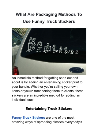 What Are Packaging Methods To Use Funny Truck Stickers