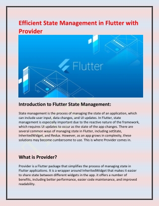 Efficient State Management in Flutter with Provider