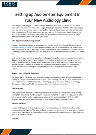 Setting up Audiometer Equipment in Your New Audiology Clinic 