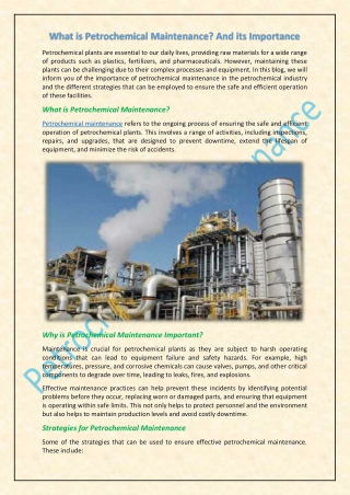 What is Petrochemical Maintenance? And its Importance