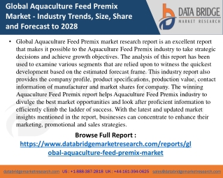 Aquaculture Feed Premix Market- Agricultural & Animal feed