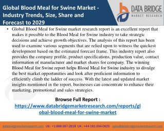 Blood Meal for Swine Market- Agricultural & Animal feed