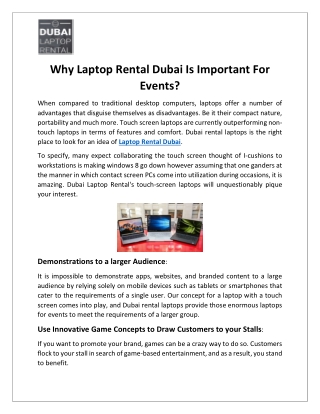 Why Laptop Rental Dubai Is Important For Events?