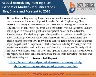 Genetic Engineering Plant Genomics Market- Agricultural & Animal feed