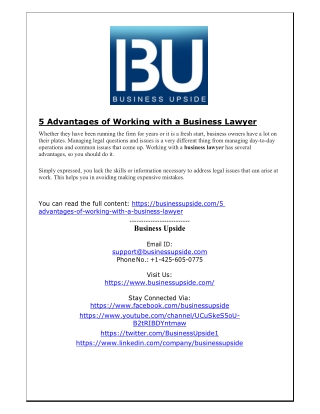 5 Advantages of Working with a Business Lawyer