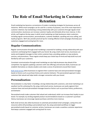 The Role of Email Marketing in Customer Retention.