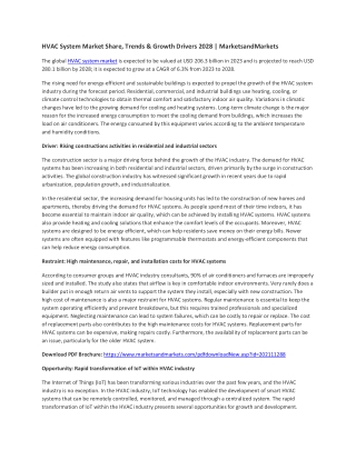 HVAC System Market Share, Trends &amp; Growth Drivers 2028 | MarketsandMarkets