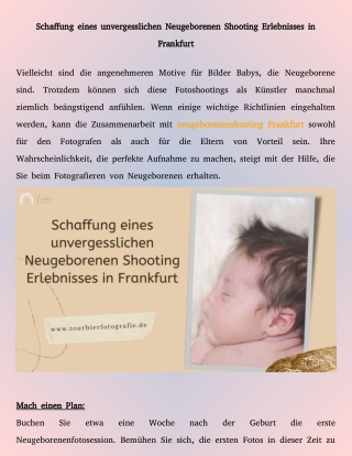 Schaffung eines unvergesslichen Neugeborenen-Shooting-Erlebnisses in Frankfurt