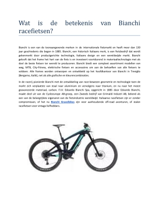 Wat is de betekenis van Bianchi racefietsen_ .docx