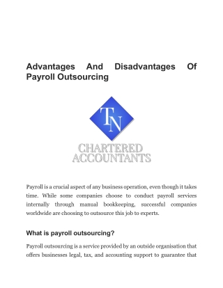 Advantages And Disadvantages Of Payroll Outsourcing