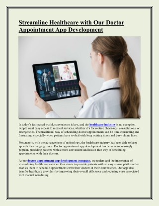 Streamline Healthcare with Our Doctor Appointment App Development