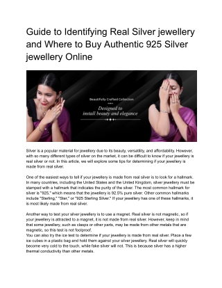 Guide to Identifying Real Silver Jewelry and Where to Buy Authentic 925 Silver Jewelry Online