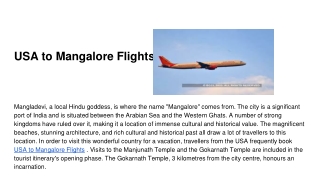 USA to Mangalore Flights