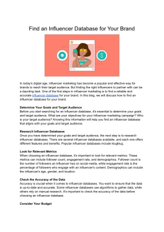 Find an Influencer Database for Your Brand