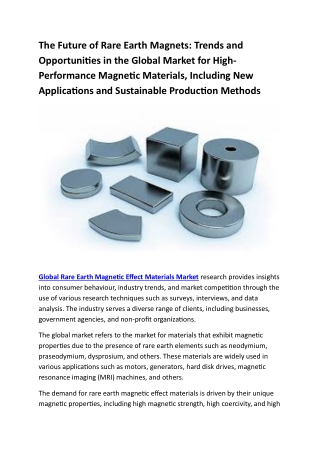 Rare Earth Magnetic Effect Materials Market