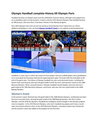 Olympic Handball complete History till Olympic Paris