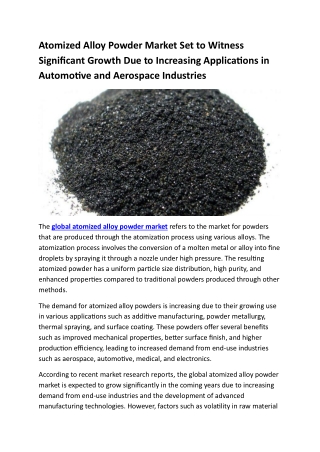 Atomized Alloy Powder Market