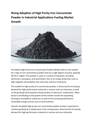 High Purity Iron Concentrate Powder Market