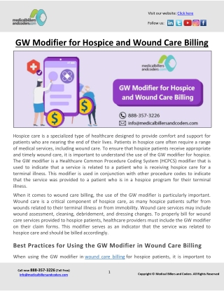 GW Modifier for Hospice and Wound Care Billing