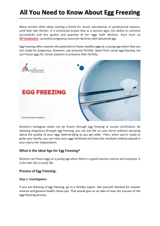 All You Need to Know About Egg Freezing