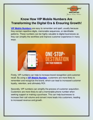 VIP Mobile Numbers