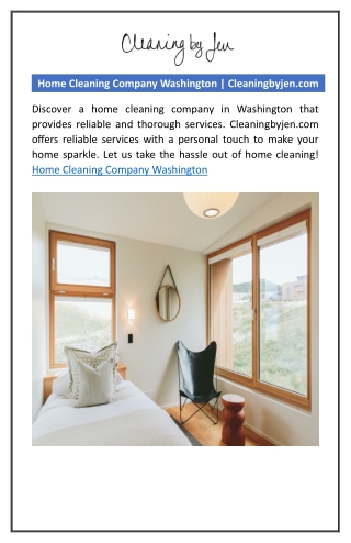 Home Cleaning Company Washington | Cleaningbyjen.com