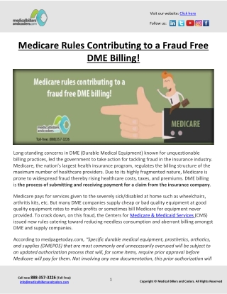 Medicare Rules Contributing to a Fraud Free DME Billing!