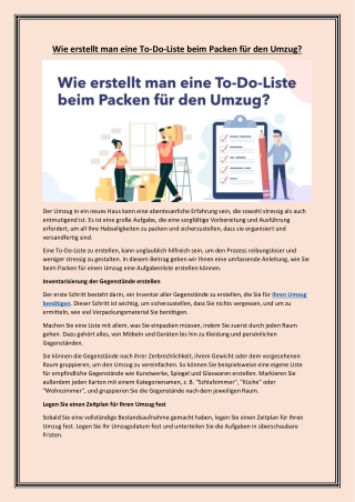 Wie erstellt man eine To-Do-Liste beim Packen für den Umzug