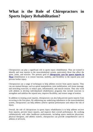 What is the Role of Chiropractors in Sports Injury Rehabilitation?