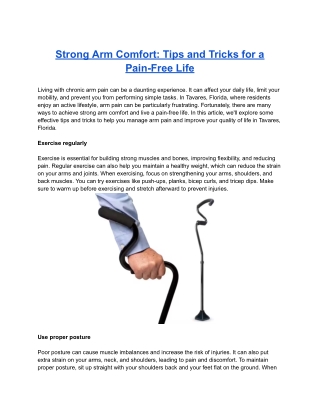 Strong Arm Comfort: Tips and Tricks for a Pain-Free Life