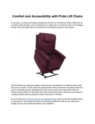 Comfort and Accessibility with Pride Lift Chairs