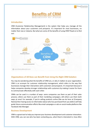 Benefits of CRM