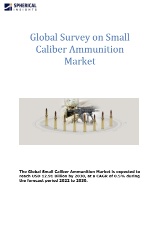 Global Survey on small caliber Ammunition Market