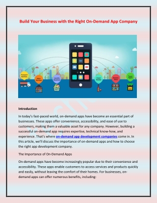 Build Your Business with the Right On-Demand App Company