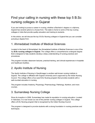 Find your calling in nursing with these top 5 B.Sc nursing colleges in Gujarat