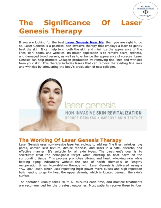 The Significance Of Laser Genesis Therapy