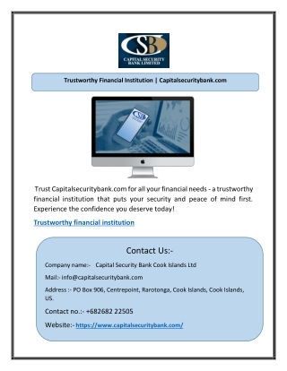 Trustworthy Financial Institution | Capitalsecuritybank.com