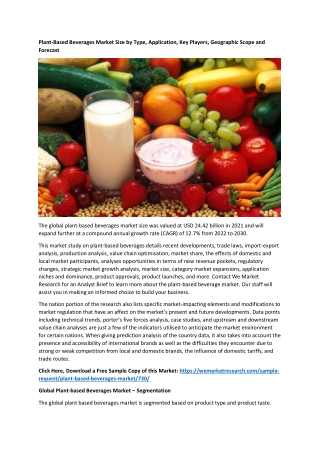 Plant-Based Beverages Market Size by Type, Application, Key Players, Geographic