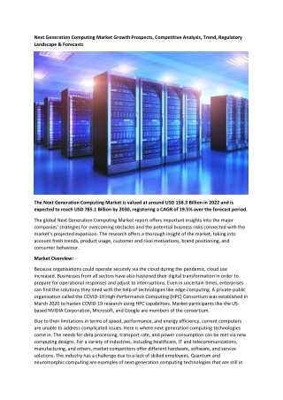 Next Generation Computing Market Growth Prospects, Competitive Analysis, Trend,