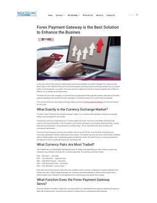 Forex Payment Gateway is the Best Solution to Enhance the Busines