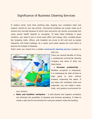 Significance of Business Cleaning Services